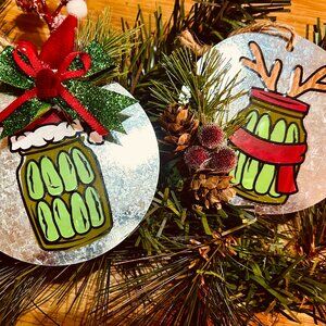 Jingle Jar Pickle Pals – Funny Rustic Holiday Ornament